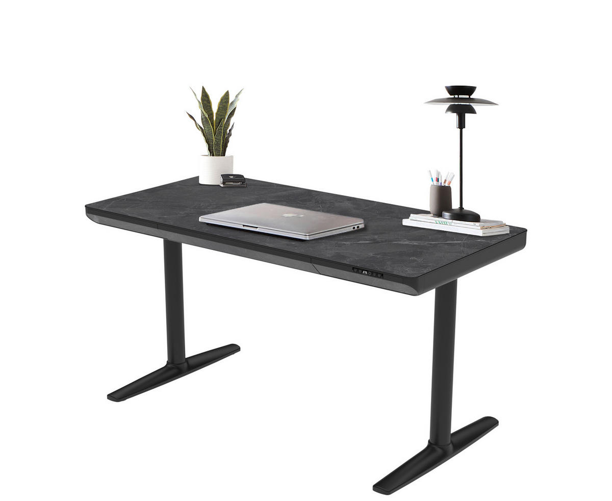 SKRIVBORD 140/70/73-118 cm  i svart  - svart, Design, metall/trämaterial (140/70/73-118cm) - Novel