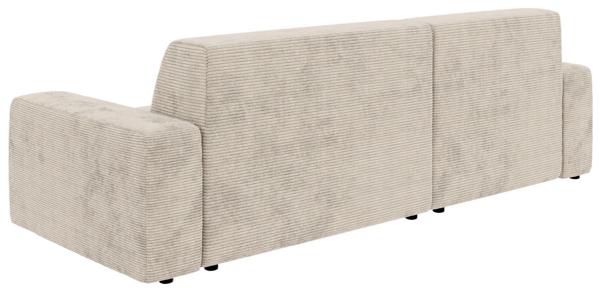 ECKSOFA in Cord Creme  - Creme/Schwarz, Modern, Kunststoff/Textil (162/246cm) - Trendmanufaktur