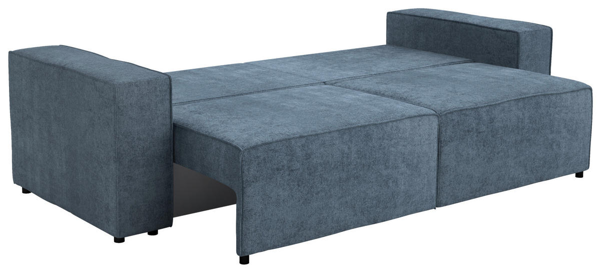 SCHLAFSOFA Webstoff Dunkelblau  - Schwarz/Dunkelblau, Design, Kunststoff/Textil (254/84/98cm) - Stylife