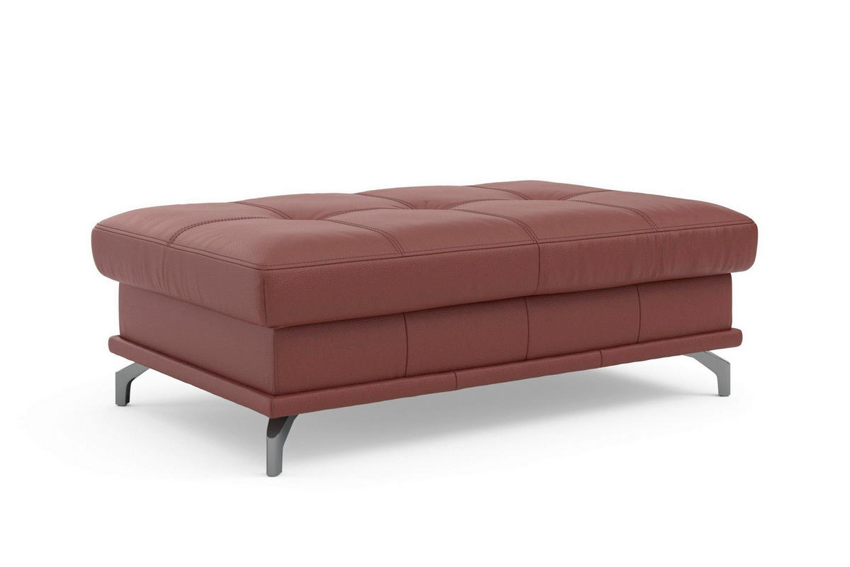 HOCKER COSTELLO E Echtleder Rotbraun  - Rotbraun/Schwarz, Basics, Leder/Metall (133/47/72cm) - Sit & More