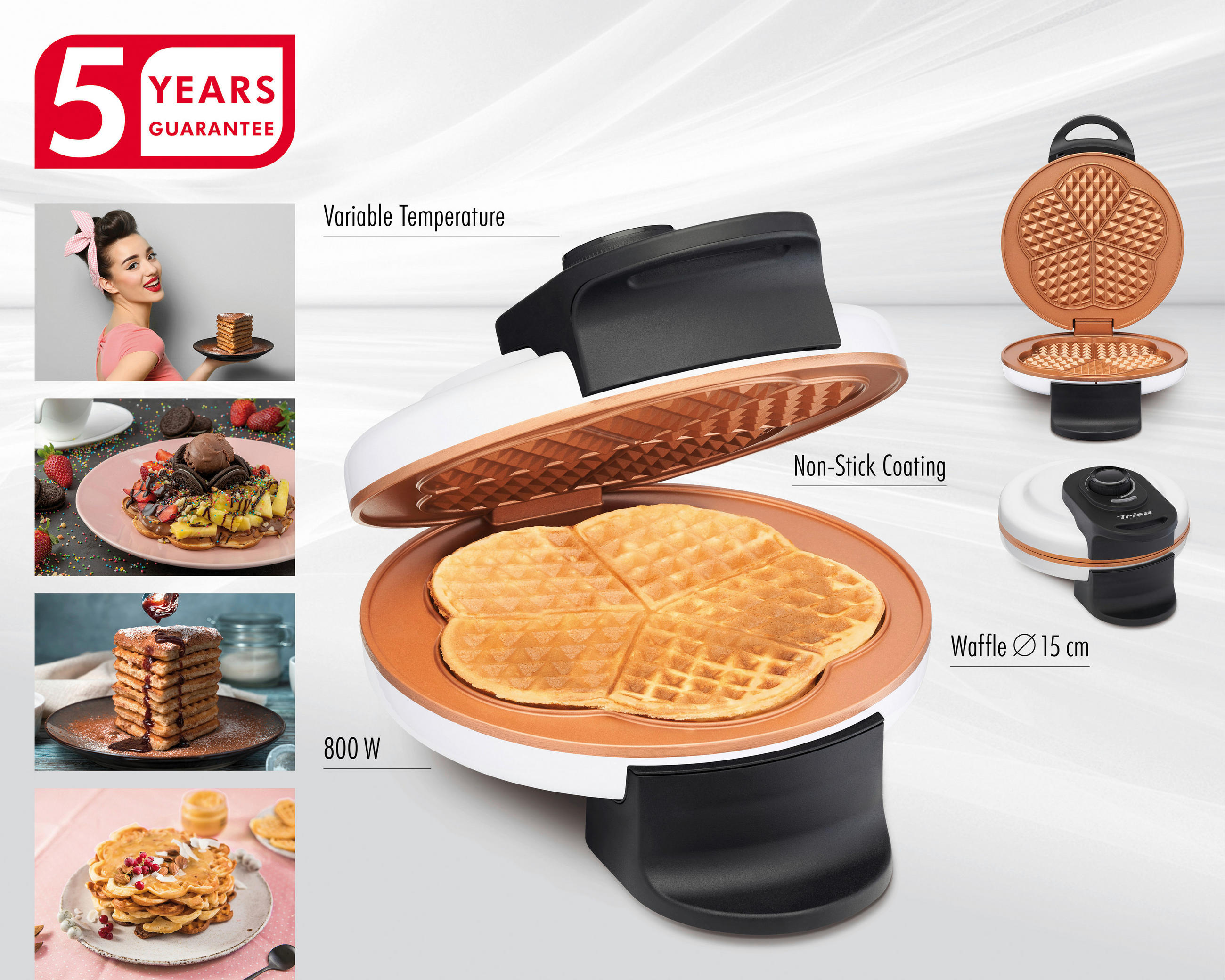 WAFFELEISEN  - Weiß, Basics, Metall (12/19/26cm) - Trisa Electronics