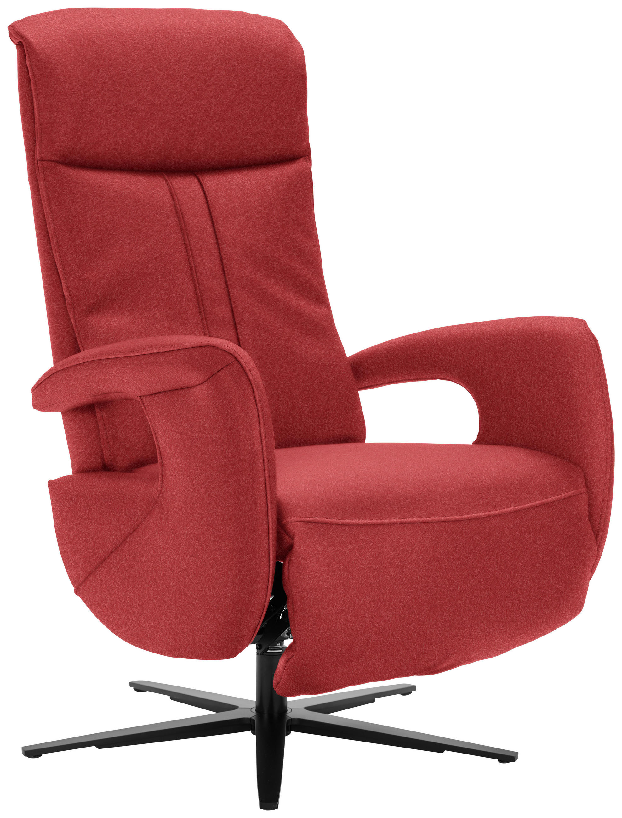 RELAXSESSEL in Leder Rot  - Rot/Schwarz, Design, Leder/Metall (71/112/83cm) - Dieter Knoll