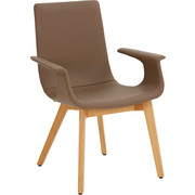 STUHL in Holz, Leder Eichefarben, Grau - Eichefarben/Grau, Design, Leder/Holz (67/90/60cm) - Hülsta
