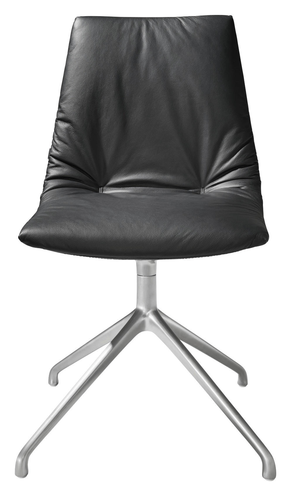 STUHL  in Aluminium Echtleder Metall, Leder  - Schwarz/Alufarben, Design, Leder/Metall (48/87/62cm) - Team 7