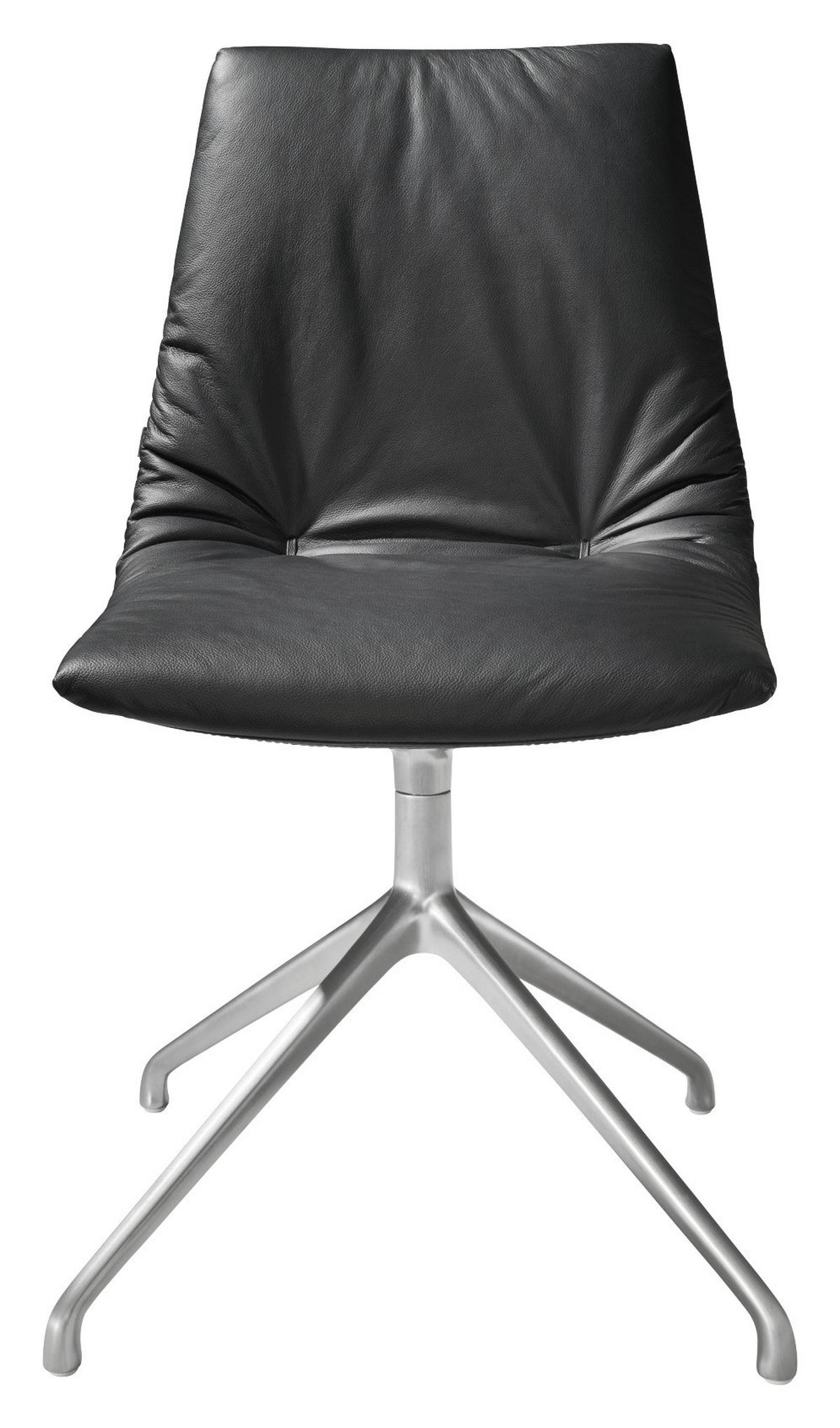 STUHL  in Aluminium Echtleder Metall, Leder  - Schwarz/Alufarben, Design, Leder/Metall (48/87/62cm) - Team 7
