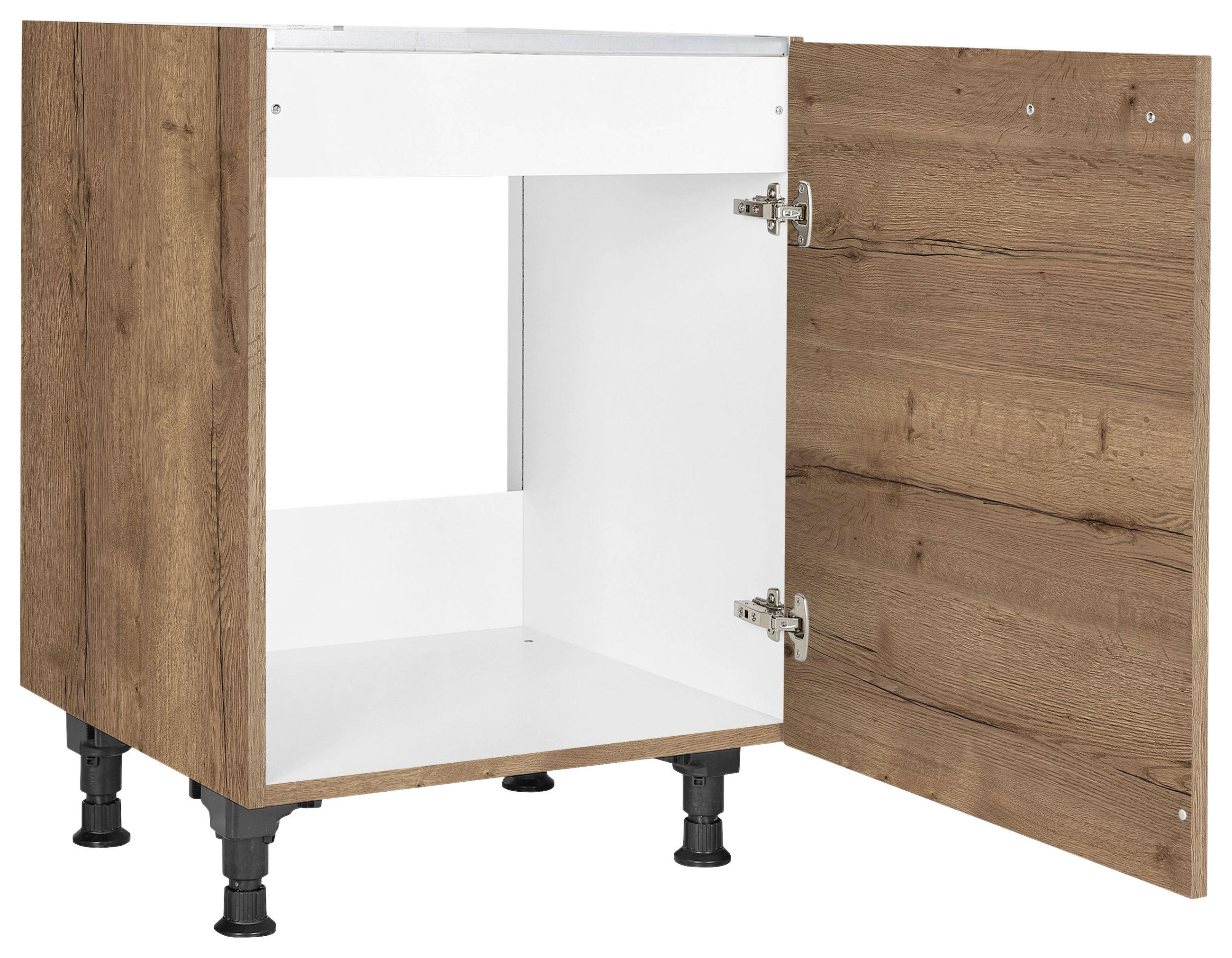 SPÜLENUNTERSCHRANK 60/87/56 cm  in Eiche dunkel  - Eiche dunkel/Schwarz, MODERN, Holzwerkstoff/Metall (60/87/56cm) - Nobilia