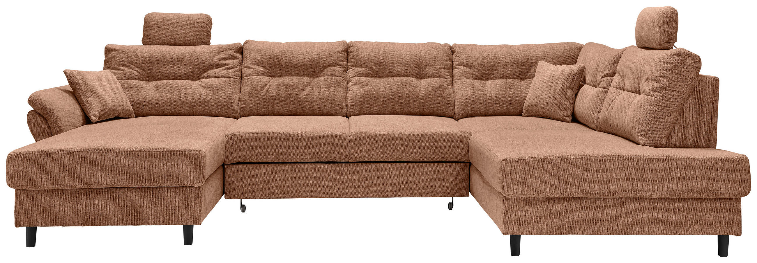 WOHNLANDSCHAFT Koralle Chenille  - Koralle/Schwarz, MODERN, Holz/Textil (176/338/206cm) - Livetastic