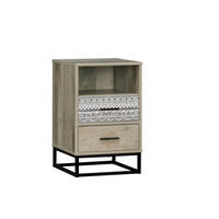 NACHTTISCH 39,5/62/38 cm  in Graubraun  - Graubraun/Multicolor, Design, Holzwerkstoff/Metall (39,5/62/38cm) - Livetastic