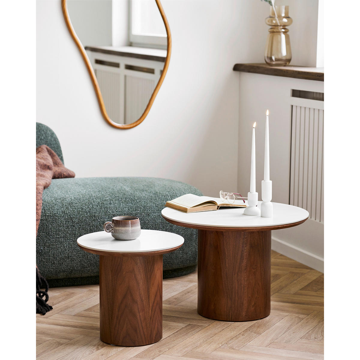 COUCHTISCH Noli Esche furniert 60/60/42 cm rund Eschefarben  - Eschefarben, Design, Holz/Keramik (60/60/42cm) - MID.YOU