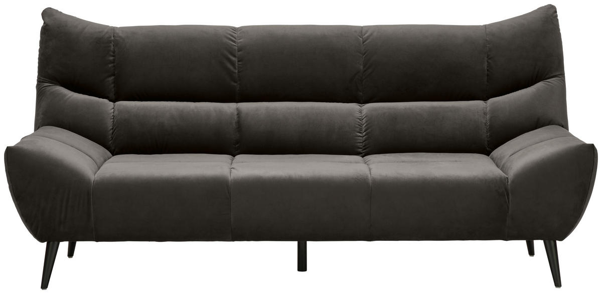 3-SITZER-SOFA in Mikrofaser Dunkelgrau  - Dunkelgrau/Schwarz, Design, Textil/Metall (222/106/99cm) - Xora