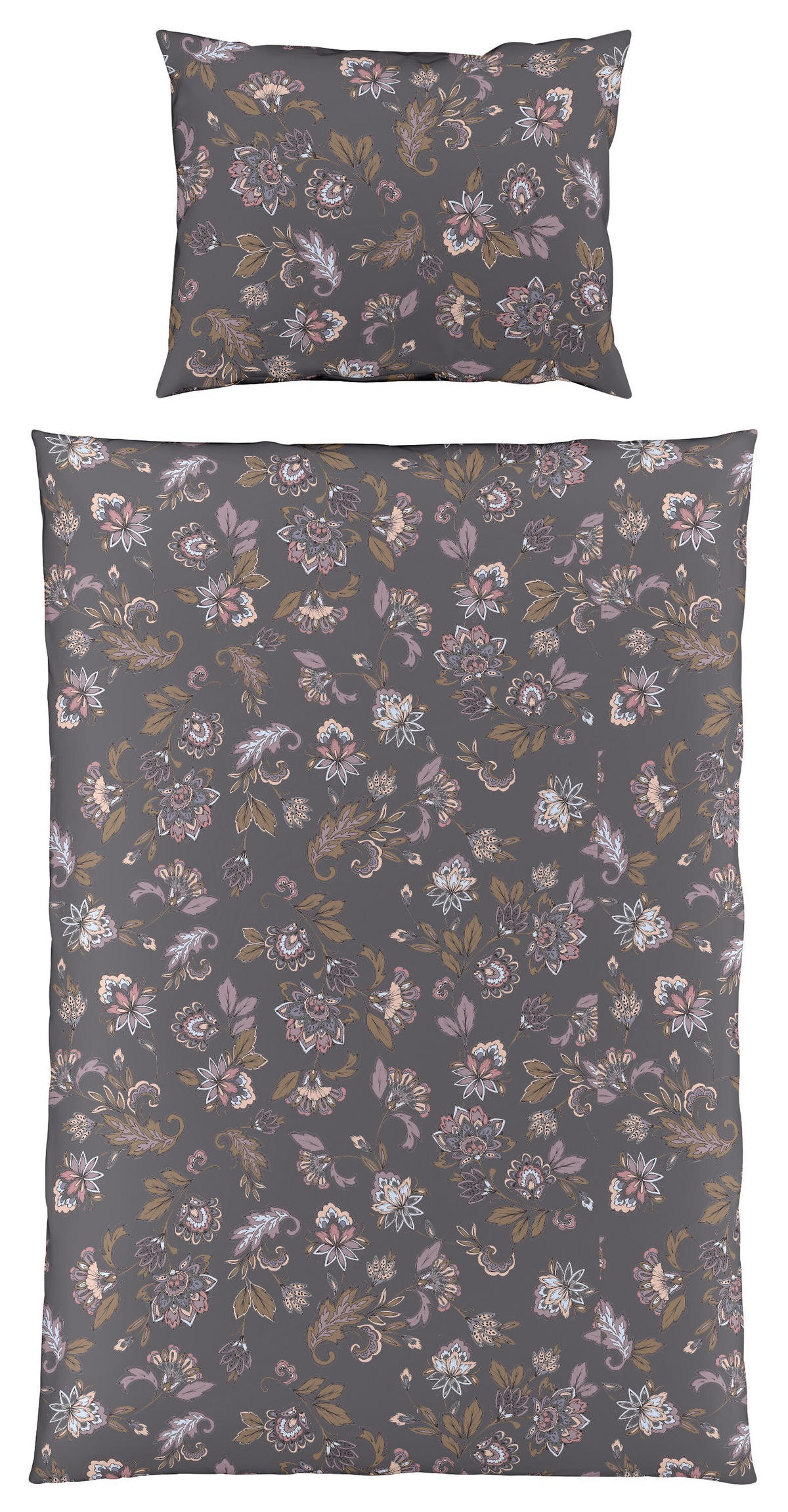 POSTEĽNÁ BIELIZEŇ, makosatén, šampanská, svetloružová, lesná zelená, 140/200 cm  - šampanská/lesná zelená, Design, textil (140/200cm) - Fleuresse