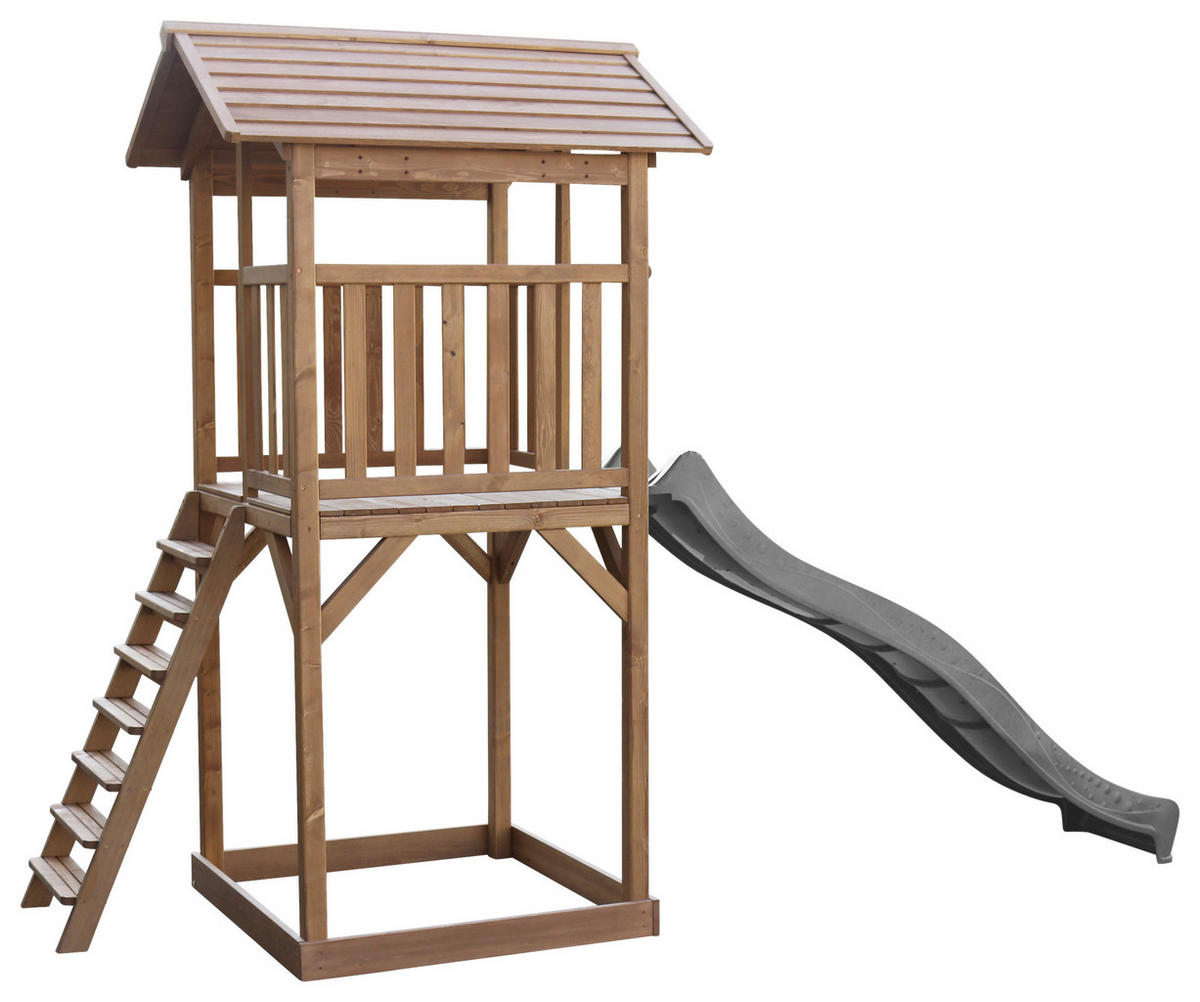 SPIELTURM 111,2/241,9/349 cm  - Braun/Grau, Konventionell, Holz/Kunststoff (111,2/241,9/349cm)
