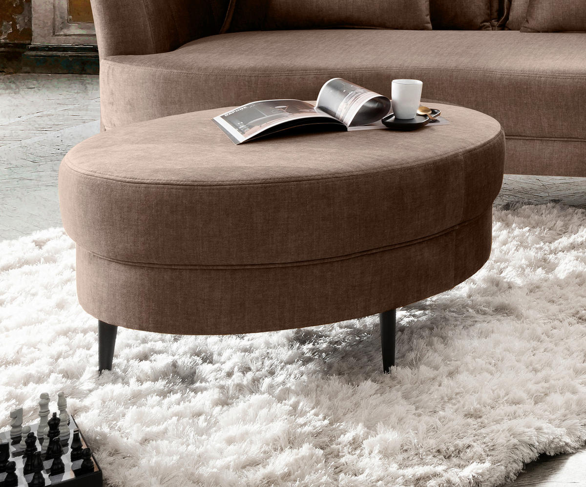 HOCKER in Textil Hellbraun  - Hellbraun/Schwarz, Modern, Textil/Metall (80/43cm) - Livetastic