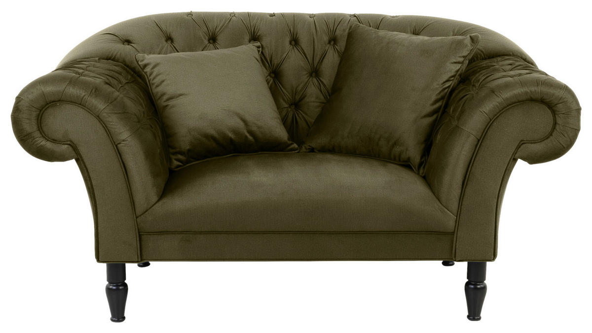 XXL-SESSEL in Velours Olivgrün  - Schwarz/Olivgrün, Design, Holz/Textil (180/94/103cm) - MID.YOU