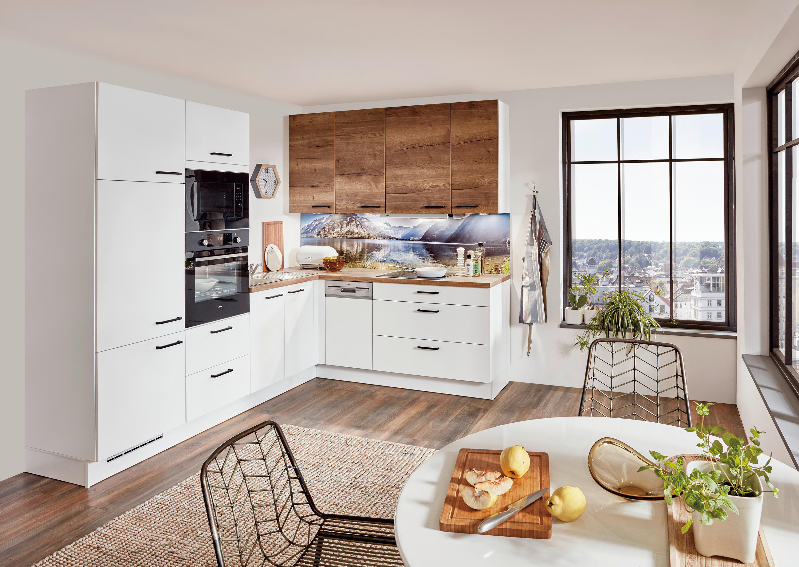 EINBAUKÜCHE 615  - Eichefarben/Weiß, Basics, Holzwerkstoff - Celina