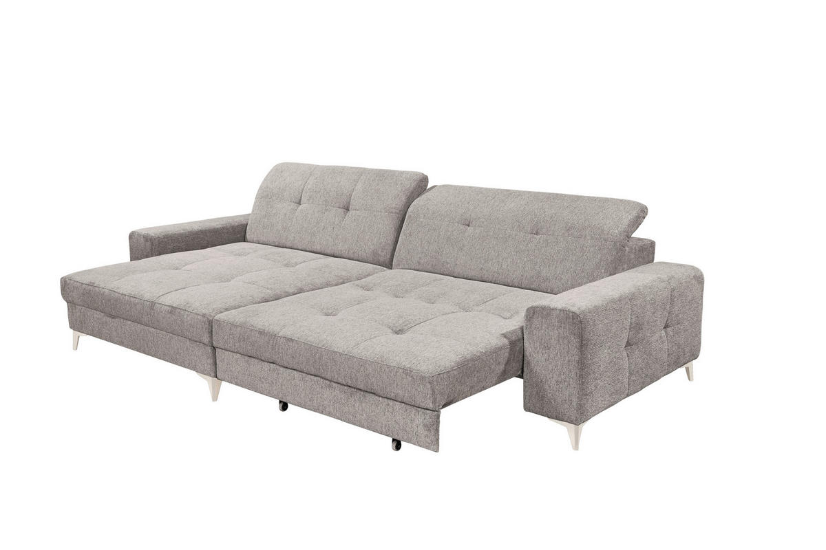 ECKSOFA SORELLA Taupe Mikrovelours Kopfteilverstellung, Sitztiefenverstellung  - Taupe/Kaschmir, Design, Kunststoff/Textil (182/328cm) - MID.YOU