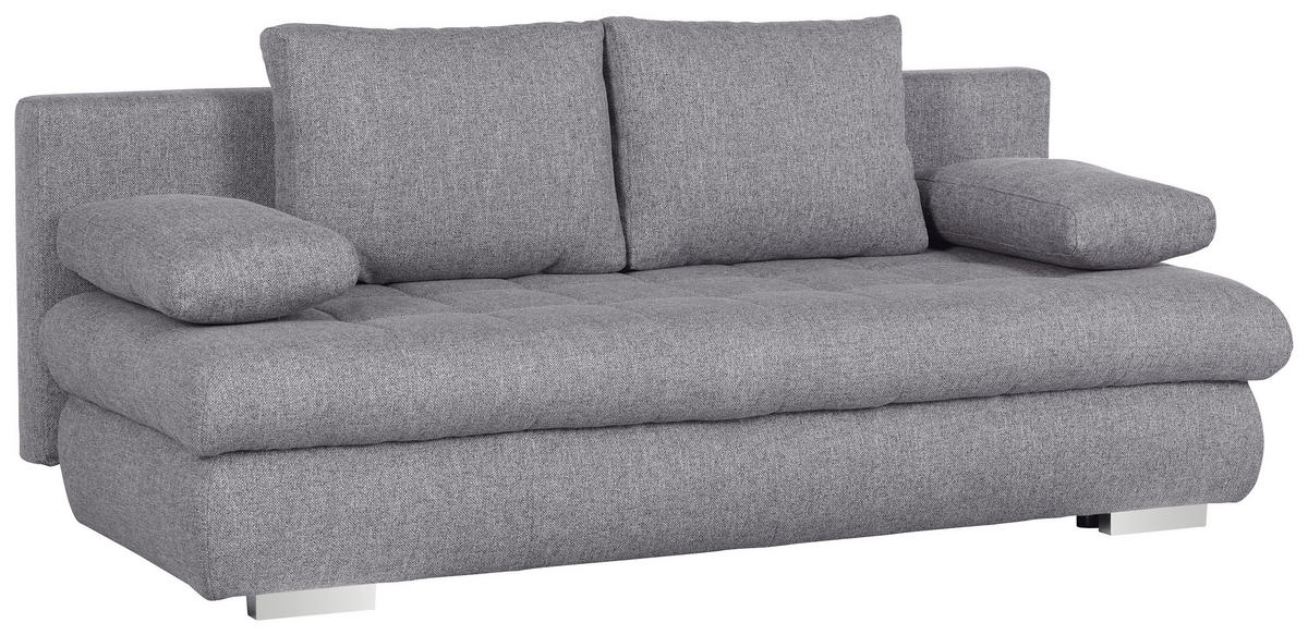 ZOFA S POSTELJNO FUNKCIJO,  siva tekstil  - barve kroma/siva, Design, umetna masa/tekstil (205/88/96cm) - Ti'me