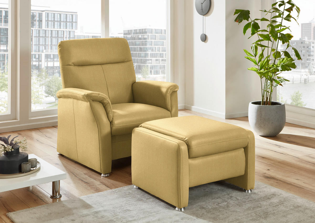 SESSEL in Flachgewebe Gelb  - Gelb/Alufarben, KONVENTIONELL, Textil/Metall (90/100/89cm) - Beldomo Comfort
