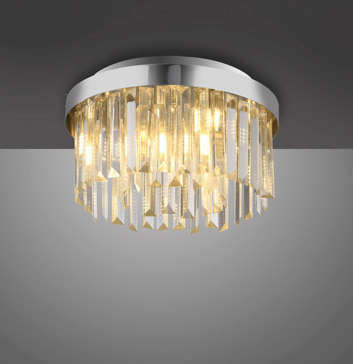 STROPNA SVETILKA 30/30/17 cm   - barve kroma, Design, kovina/umetna masa (30/30/17cm)