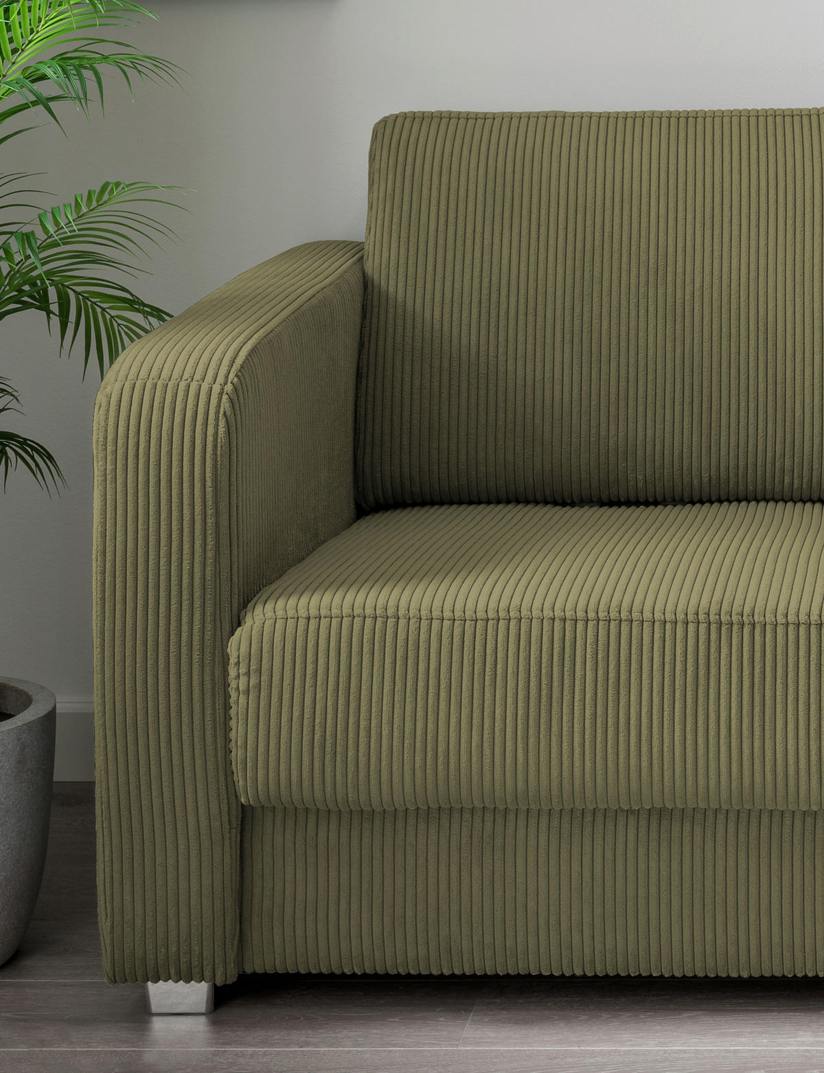 SCHLAFSOFA Cord Olivgrün  - Chromfarben/Olivgrün, Basics, Kunststoff/Textil (159/88/87cm) - Livetastic