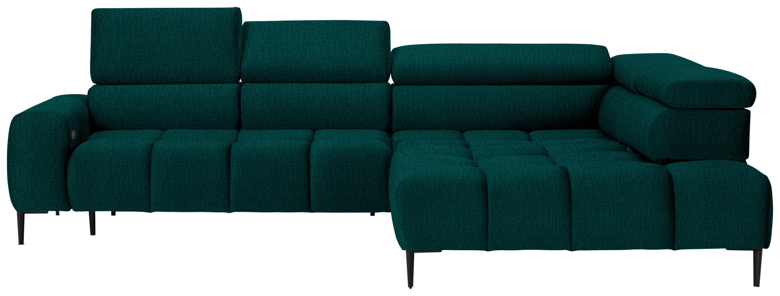 ECKSOFA in Samt, Webstoff Dunkelgrün  - Dunkelgrün/Schwarz, Design, Textil/Metall (300/216cm) - Welnova