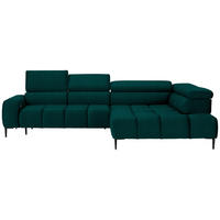 ECKSOFA Dunkelgrün Samt, Webstoff  - Dunkelgrün/Schwarz, Design, Textil/Metall (300/216cm) - Welnova