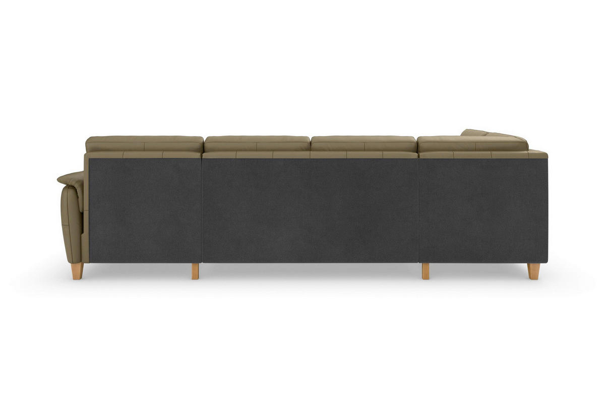 WOHNLANDSCHAFT PALMERA E in Echtleder Olivgrün  - Eichefarben/Olivgrün, Basics, Leder/Holz (212/308/163cm) - Sit & More