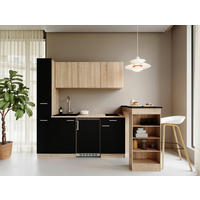 KUHINJSKI BLOK - črna/barve hrasta, Design, umetna masa/leseni material (180cm) - Respekta