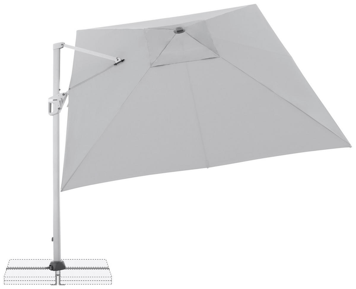 AMPELSCHIRM 350x260 cm Hellgrau  - Silberfarben/Hellgrau, Basics, Textil/Metall (350/260cm) - Doppler