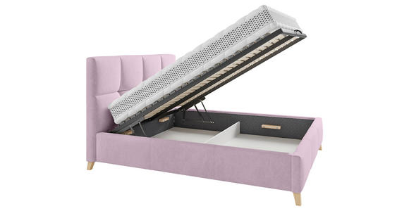 POLSTERBETT Lattenrost, Bettkasten in Rosa - Buchefarben/Rosa, KONVENTIONELL, Holz/Textil (140/220cm) - Carryhome