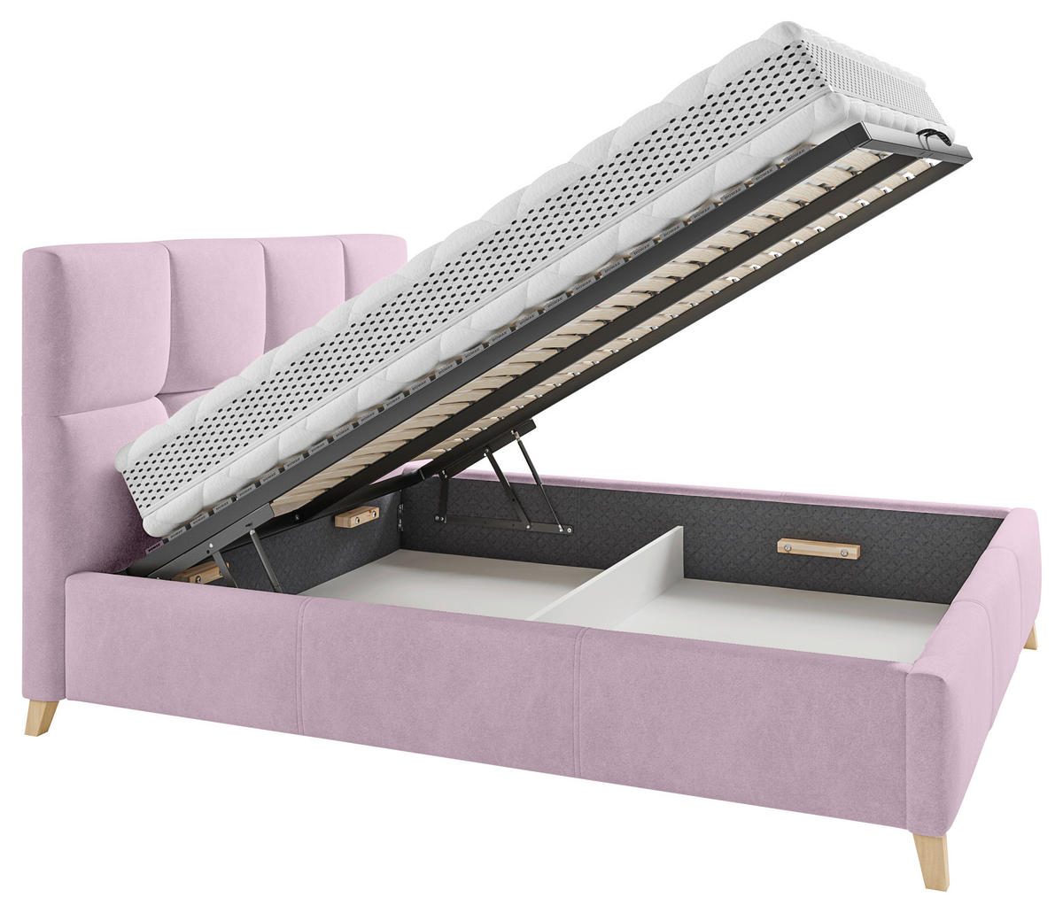 POLSTERBETT 180/200 cm  in Rosa  - Buchefarben/Rosa, Konventionell, Holz/Textil (180/200cm) - Carryhome