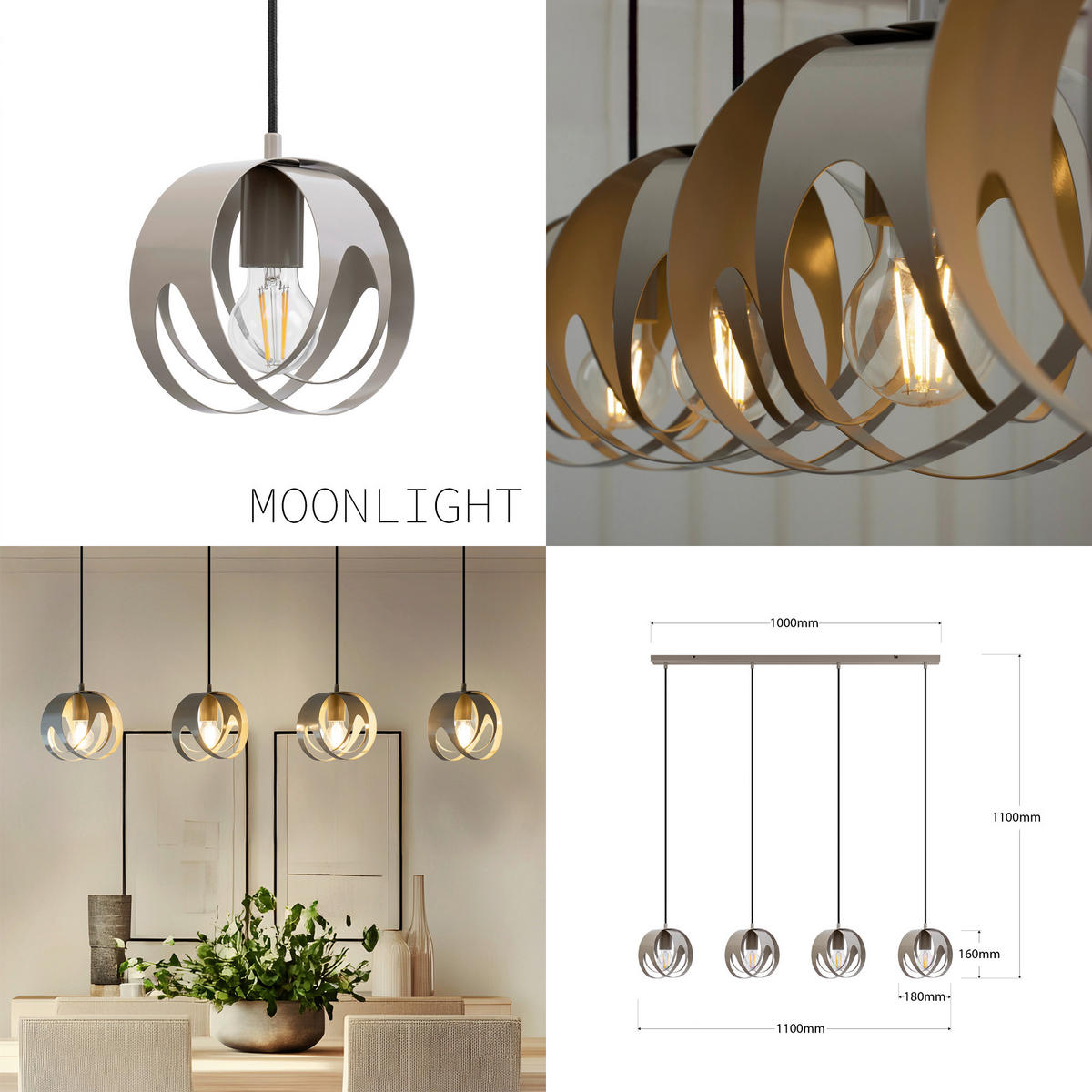 HÄNGELEUCHTE 110/18/110 cm  - Greige, LIFESTYLE, Metall (110/18/110cm)