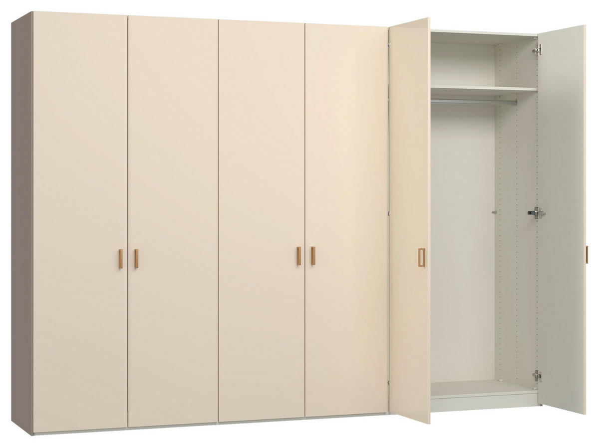 DREHTÜRENSCHRANK 303/220/59 cm,  in Creme, Hellbraun, 6-türig  - Hellbraun/Creme, Design, Glas/Holzwerkstoff (303/220/59cm) - Jutzler