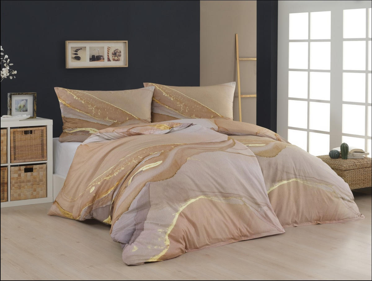 POSTEĽNÁ BIELIZEŇ, renforcé, krémová, zelená, tmavomodrá, 140/200 cm - krémová/zelená, Design, textil (140/200cm) - Matejovsky