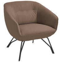 COCKTAILSESSEL in Echtleder Hellbraun  - Hellbraun/Anthrazit, Design, Leder/Metall (76/80/73cm) - Joop!
