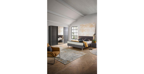 SCHWEBETÜRENSCHRANK in Dunkelgrau - Chromfarben/Dunkelgrau, Design, Glas/Holzwerkstoff (270/230/62cm) - Xora