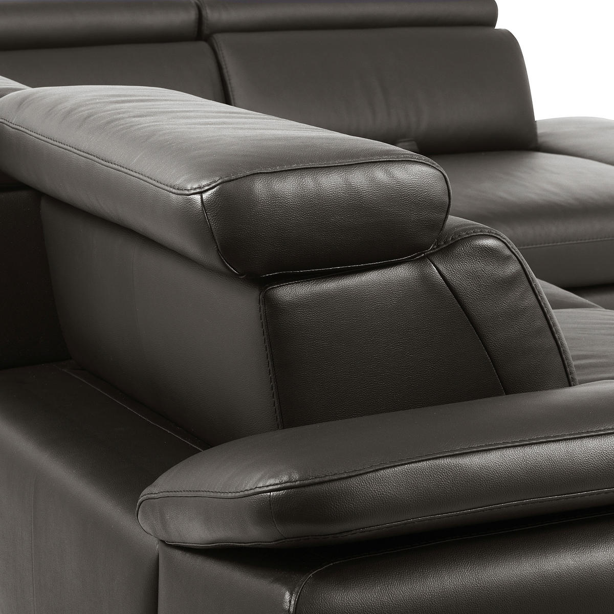 ECKSOFA Dunkelbraun Echtleder Lederlook Bettkasten, Schlaffunktion, Rücken echt, Armteilverstellung, Kopfteilverstellung, Sitztiefenverstellung  - Dunkelbraun/Schwarz, Design, Leder/Textil (274/220cm) - Livetastic