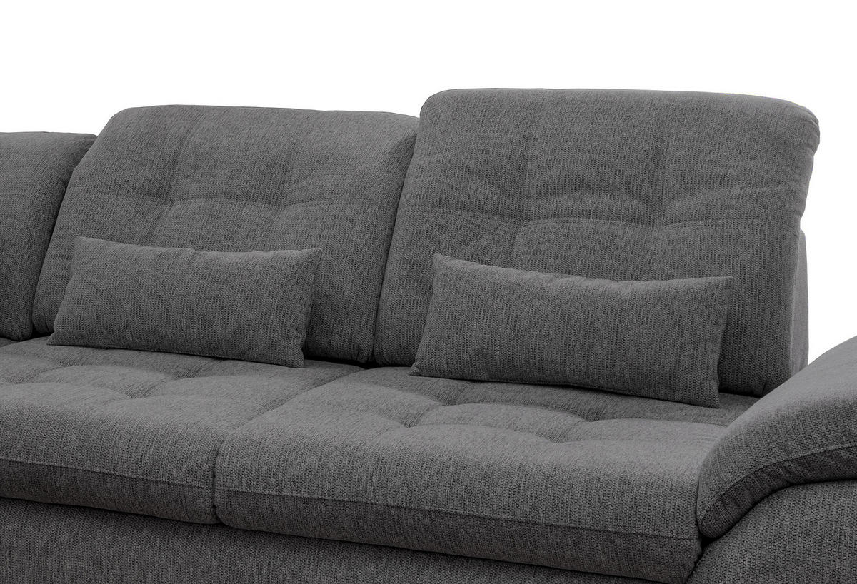 ECKSOFA Anthrazit Chenille  - Chromfarben/Anthrazit, MODERN, Textil/Metall (184/314cm) - Livetastic