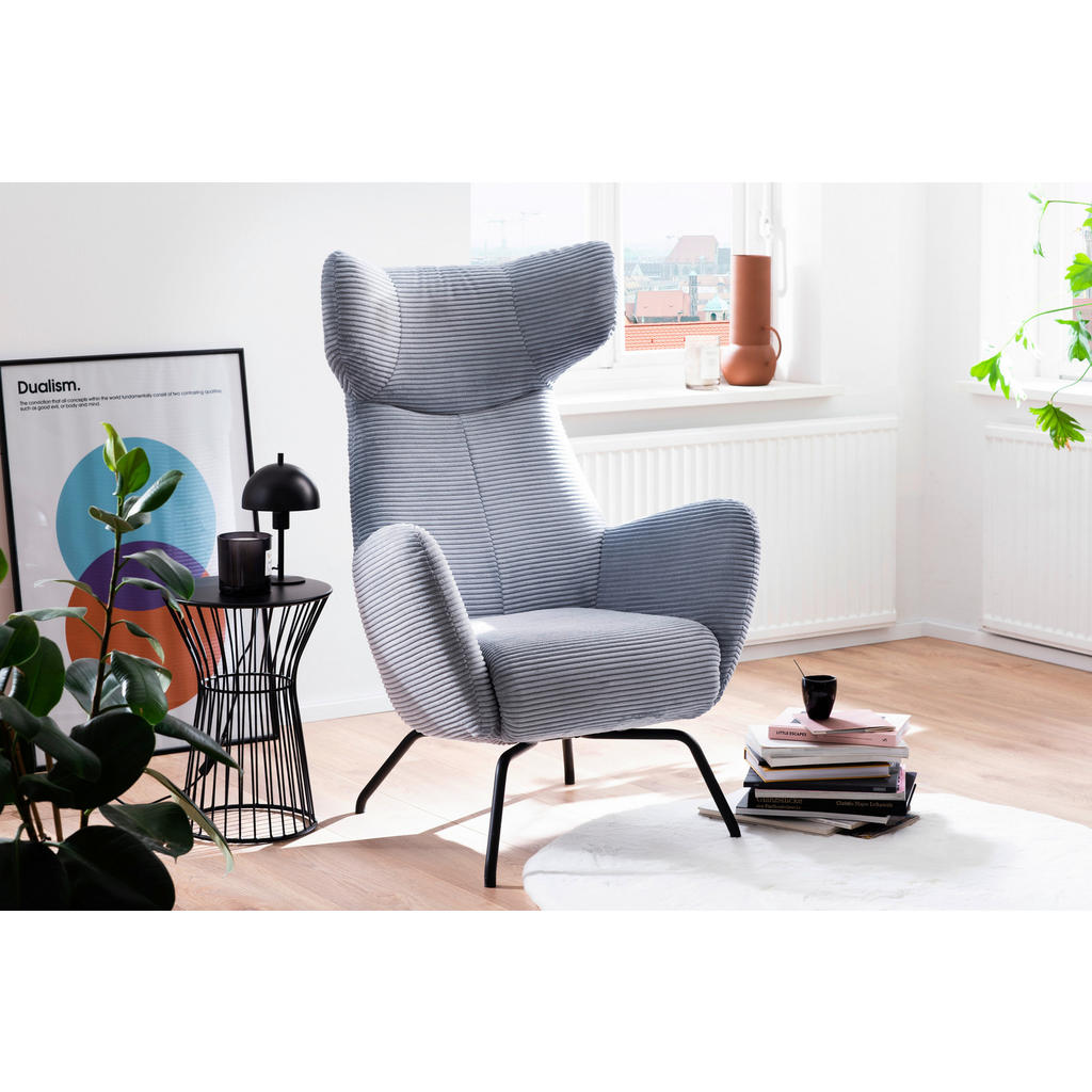 Thumbnail - Pure Home Lifestyle Ohrensessel, Hellblau, Textil, 79x117x82 cm, Blauer Engel, Goldenes M, Dgm, Lederauswahl, Stoffauswa...