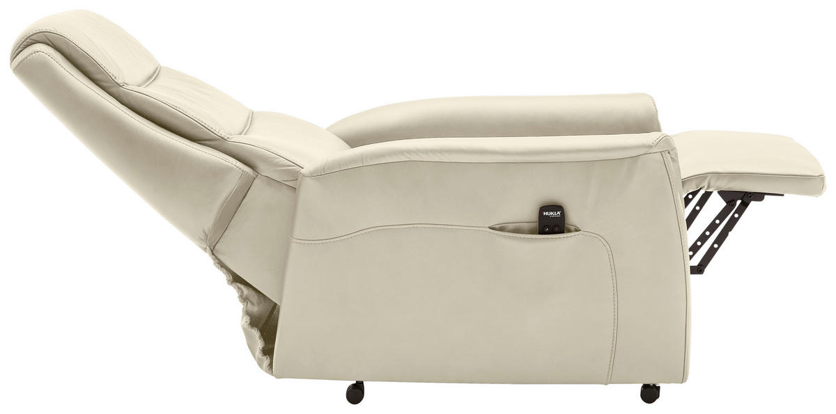 FERNSEHSESSEL Valdera  mit Relaxfunktion, Aufstehhilfe, Rücken echt Echtleder Ecru  - Ecru/Schwarz, KONVENTIONELL, Leder/Kunststoff (70/107/88cm) - Livetastic