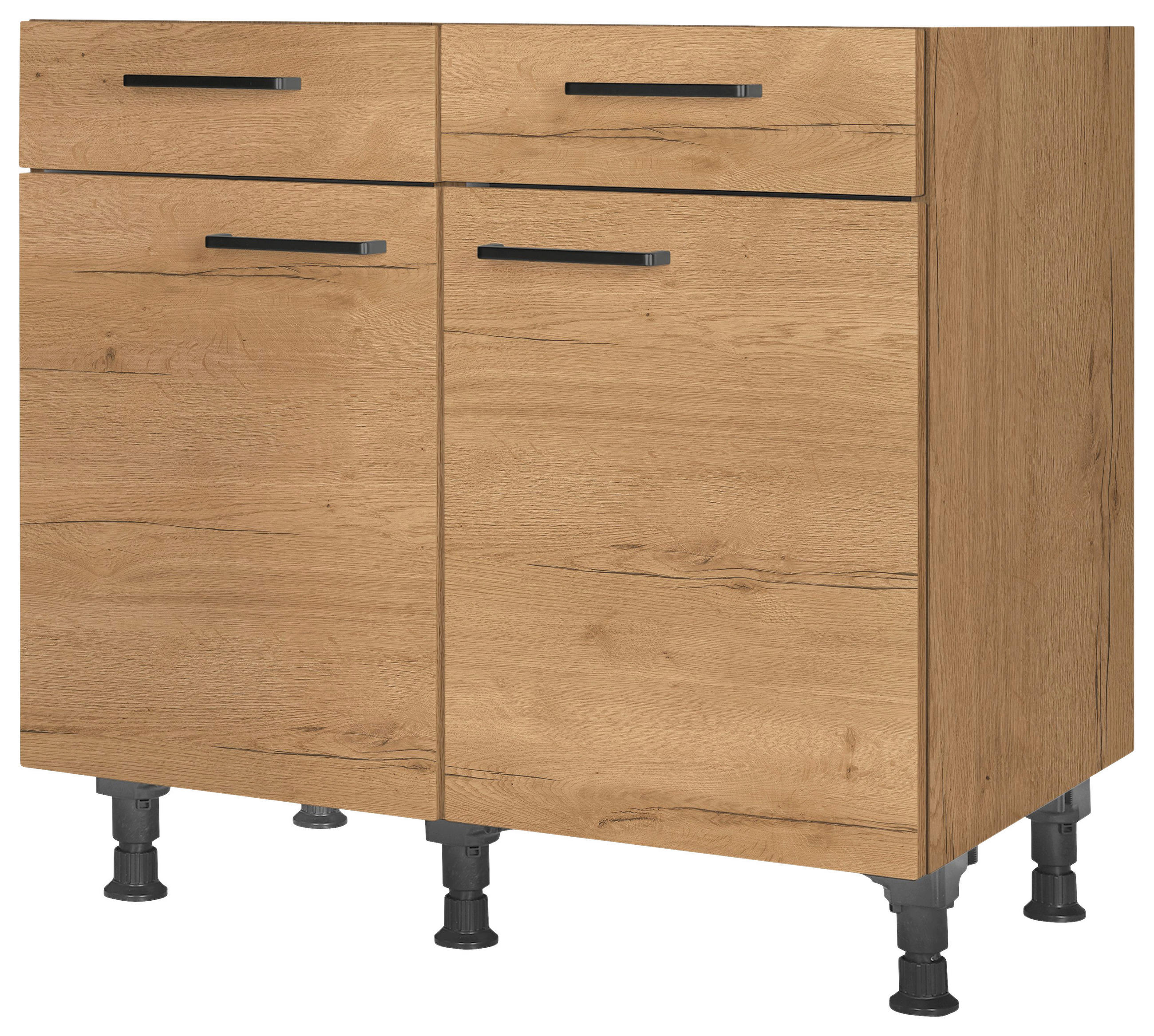 SCHUBKASTENUNTERSCHRANK 90/87/56 cm  in Eichefarben  - Eichefarben/Schwarz, MODERN, Holzwerkstoff/Metall (90/87/56cm) - Nobilia