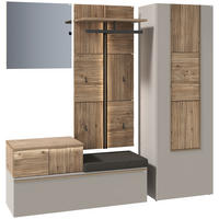 GARDEROBE 4-teilig  in 208/194/42,9 cm  - Taupe/Wildeiche, Design, Glas/Holz (208/194/42,9cm) - Voglauer