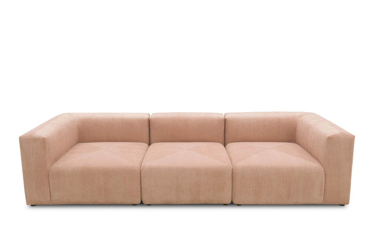 3-SITZER-SOFA Cord, Mikrofaser Rosa, Roségold  - Roségold/Schwarz, Design, Kunststoff/Textil (301/69/108cm) - MID.YOU