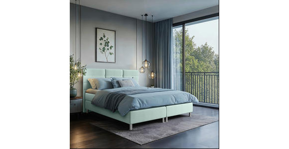 BOXBETT 180/200 cm  in Türkis  - Türkis/Chromfarben, KONVENTIONELL, Textil/Metall (180/200cm) - Carryhome