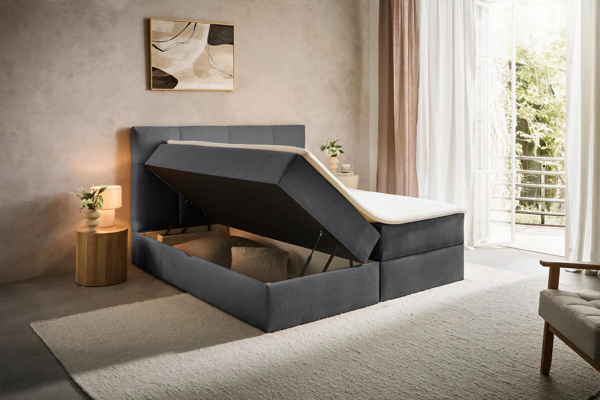 BOXBETT 140/200 cm  in Dunkelgrau  - Dunkelgrau, KONVENTIONELL, Textil (140/200cm) - Boxxx