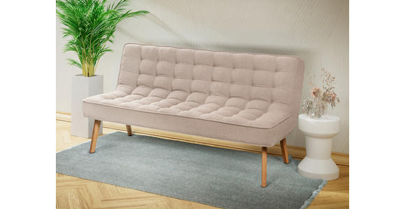 SITZBANK 183/90/79 cm Webstoff Beige Eiche vollmassiv  - Eichefarben/Beige, Design, Holz/Textil (183/90/79cm) - Linea Natura