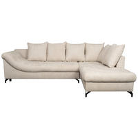 ECKSOFA in Struktur Creme  - Creme/Schwarz, KONVENTIONELL, Textil/Metall (274/194cm) - Carryhome