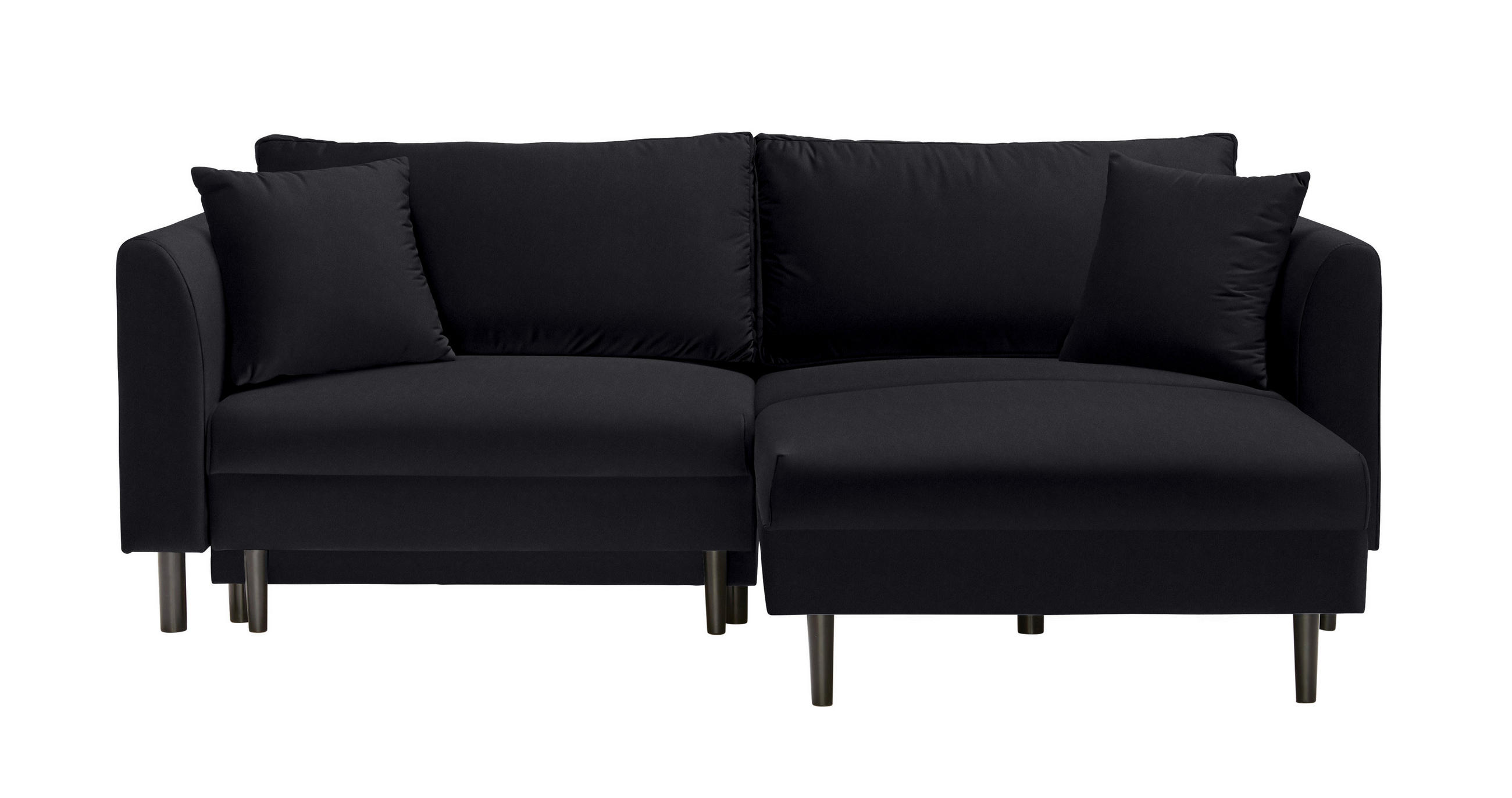 ECKSOFA Schwarz Velours  - Schwarz, Design, Holz/Textil (235/165cm) - Ti'me
