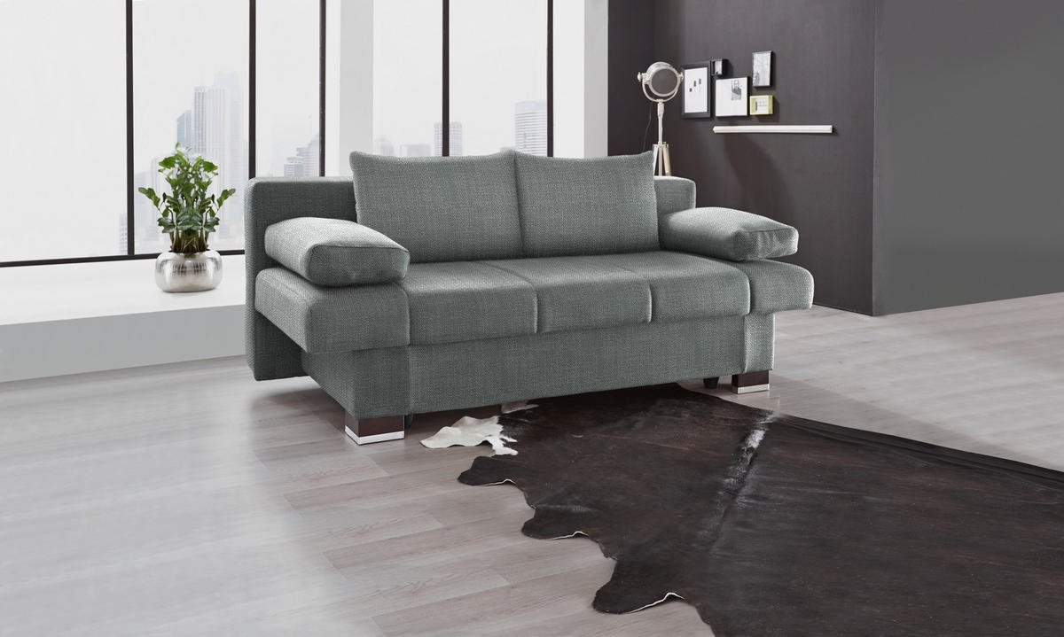 SCHLAFSOFA in Textil Grau  - Wengefarben/Alufarben, Konventionell, Holz/Textil (200/80/104cm) - Novel