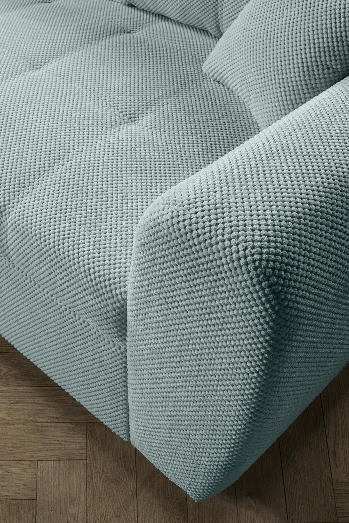 ECKSOFA Mintgrün Plüsch  - Schwarz/Mintgrün, KONVENTIONELL, Kunststoff/Textil (175/249cm) - Carryhome